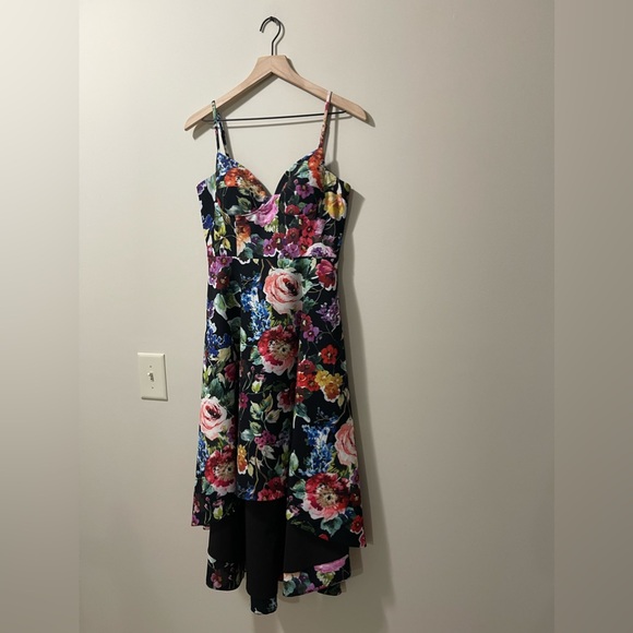 Aidan Mattox Floral Print Fit & Flare High-Low Semi Formal Sundress Size 4 - Picture 5 of 9